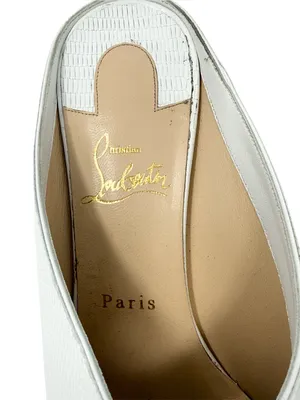 Christian Louboutin Zarli Quart White Leather Pointed Toe Mules Size 39.5 thumbnail 6