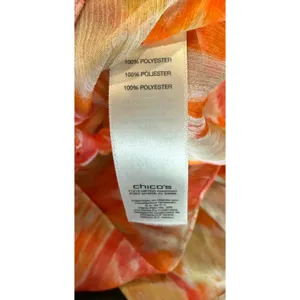 Chicos 3 US XL Womens Blouse Orange Ikat Sequin Neck Front Tie Long‎ Sleeve Top thumbnail 8