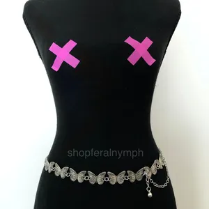Vintage Y2K Silver Butterfly Chain Belt, Fits 12–36 Inches, X7GA1225 thumbnail 2
