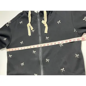 Davi & Dani Bow Print Size Small Black Hoodie and Shorts Matching Lounge Set thumbnail 8