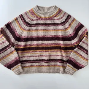 Old‎ Navy Striped Knit Sweater Womens Small S Pullover Crew Neck Beige Burgundy thumbnail 2