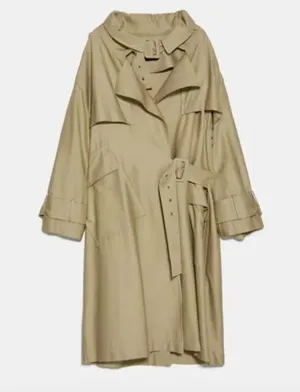 NWT Zara Oversized Trench Coat Belted Double Breasted Bloggers Fav S/M thumbnail 7