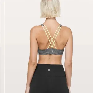Lululemon Free To Be Bra *High Neck Heathered Black / Lemon Ice Size 12 thumbnail 3