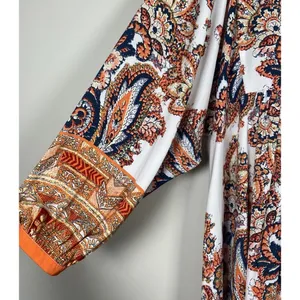 Free People Say‎ You Love Me Mini Dress Size M Orange Combo Paisley Boho Flowy thumbnail 4