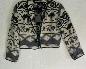 Flashback Vintage Tapestry Jacket Womens Small Black Cream Camel‎ Southwestern thumbnail 1