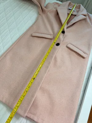 Bershka Women Blush Pink Long Coat Minimalist Quiet Luxury Two Button Overcoat Size L thumbnail 6