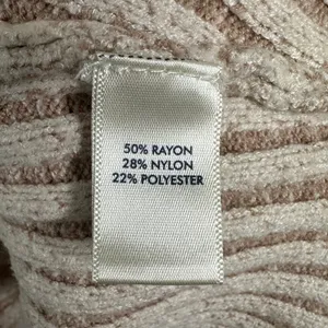 BKE Womens Large Oversized V Neck Ribbed Sweater Beige Tan Striped Slouchy thumbnail 6