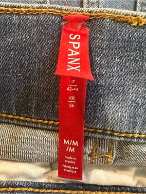 SPANX Seamed Front Wide Leg Denim Jeans Size Medium Vintage‎ Indigo thumbnail 8