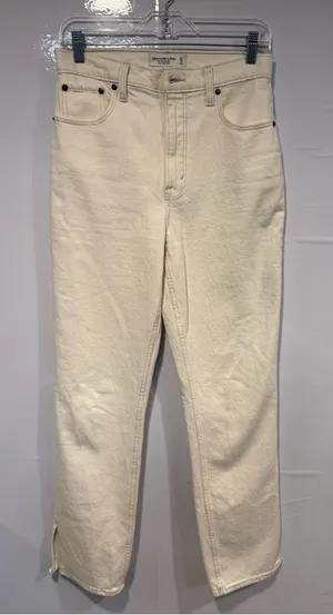 White‎ side split hem Abercrombie and Fitch 90s high rise jeans thumbnail 1