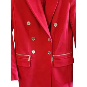 Michael Kors Coat Womens Size S Red Wool Double Breasted Military Peacoat Zipper thumbnail 3