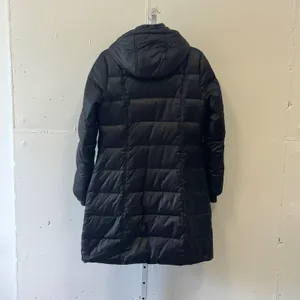 DKNY Women's Black Hooded Long Puffer Coat Down Fill Fleece Lined Jacket Small thumbnail 2