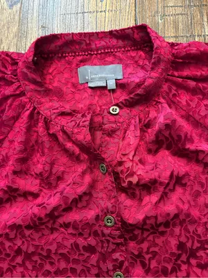 Anthropologie Susanna Burnout Velvet Blouse Women XL‎ Plum New Buttondown Top thumbnail 7