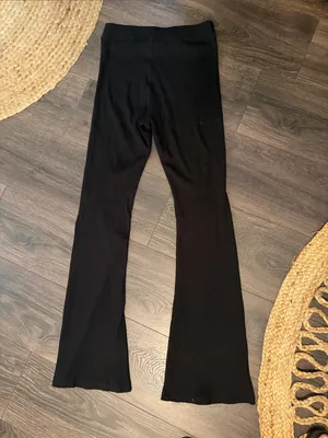 PINK Victoria's Secret Black Ribbed Flared Pants size Medium thumbnail 3