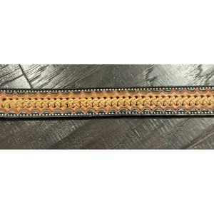 Womens 36"‎ Western Leather Belt Brown Braided Tooled Basketweave Buckle Cowgirl thumbnail 5