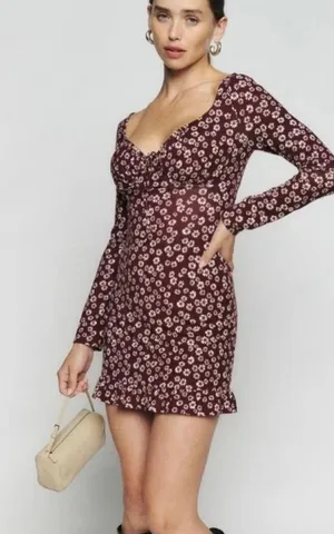 Reformation $128 Angeline Woman’s Small Floral Long Sleeve Mini Dress thumbnail 1