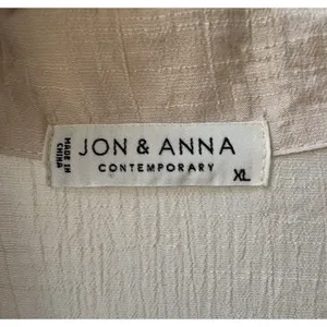 Jon & Anna Contemporary Cream Crinkle Gauze Blouse Relaxed Vacation Casual Sz XL thumbnail 9