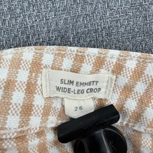 Madewell Slim Emmett Wide-Leg Crop Pants 26 Tan White Gingham Check Cottagecore thumbnail 6