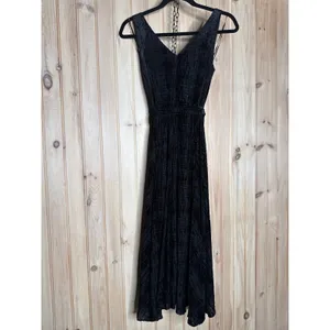 NWT DKNY Womens Black Printed Evening Fit Flare Dress Faux Wrap Asymetrical 2 thumbnail 5
