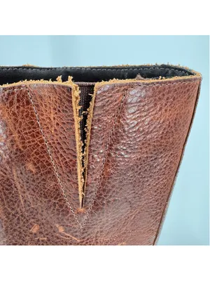 Brown Riding Boots Pebbled Genuine Leather 14 in Shaft Low Heel Civico 10 Sz 6.5 thumbnail 3