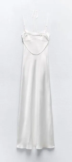 ZARA dress maxi white lingerie inspired satin effect wedding party thumbnail 8