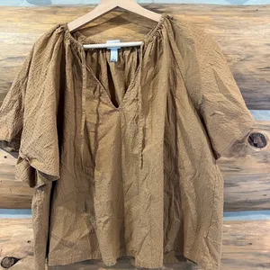 A New Day Womens Flounce Short Sleeve V-Neck Popover Top thumbnail 3