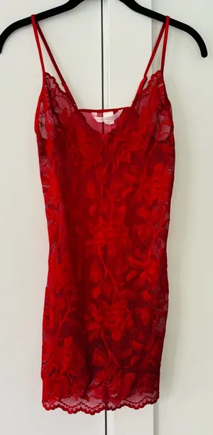 Victoria's Secret red stretch floral lace cami/slip lingerie size small thumbnail 1