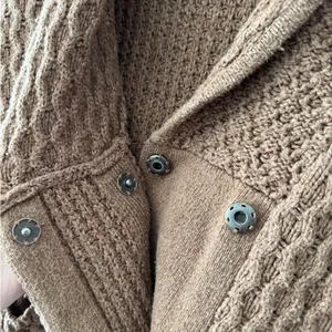 Madewell Brown Cable Knit Shawl-Collar Snap Cardigan Sweater‎ thumbnail 5
