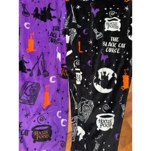 Disney Hocus Pocus Pajama Pants Women XL Purple Black Split Leg Jogger pj thumbnail 2