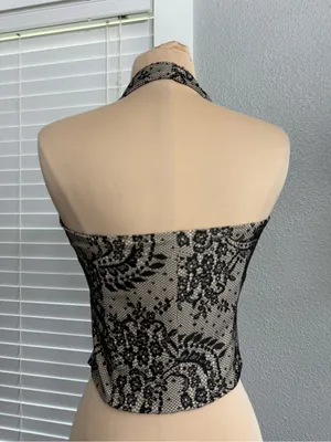 Bebe Halter Bustier Size XS Whimsigoth Coquette thumbnail 4
