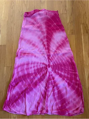 Vintage 90s Hokuspokus Rayon Pink Tye Dye Skirt Size L thumbnail 1