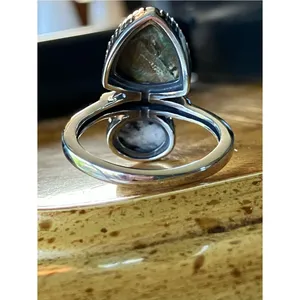 Royston Turquoise White Buffalo Sterling Silver Ring Size 7 thumbnail 4