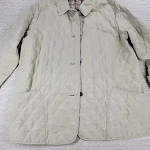 Julia Klein Quilted Jacket Large Beige Plaid Lined Preppy Equestrian Barn Coat thumbnail 5