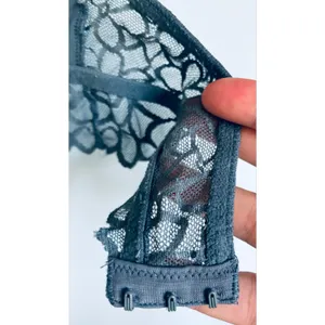 Victoria's Secret PINK Bralette Gray Lace Halter Floral Plunge Small thumbnail 7