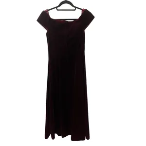 Vintage 90s NWOT Scott McClintock Velvet Size 10 Prom Maxi Dress Burgundy Formal thumbnail 6