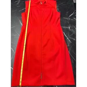 Tommy Hilfiger Dress Womens 12 Coral Red Sleeveless Gold Zip Mini Beltless EUC thumbnail 11
