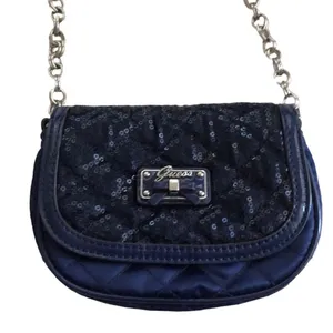 Guess Quilted Sequence Crossbody blue cross body evening‎ bag D6 thumbnail 1