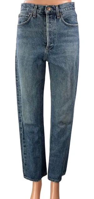 AGOLDE Women's High Rise Medium Wash Relaxed Straight Leg Denim Jeans Pants 24 thumbnail 1