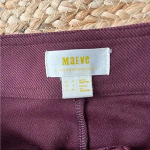 NWT Anthropologie Maeve Pants Womens 2 Burgundy Red Split Hem Pintuck Skinny Leg thumbnail 2