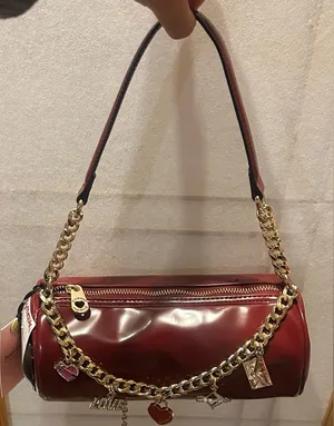 JUICY COUTURE "Loves Comes Softly" Shoulder Bag Deep Red Barrel Style With Charm thumbnail 1