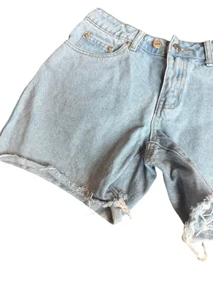 Edikted Light Wash Denim Shorts High-Waisted Distressed Raw Hem Size Small Women thumbnail 8