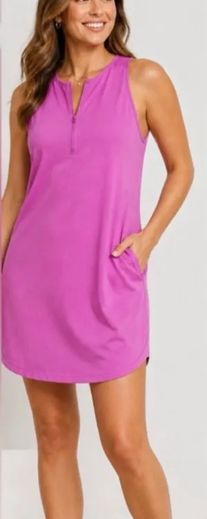 Lou & Grey Wanderweave Active Zip Halter Dress w Pockets Women’s XS Extra Small thumbnail 1