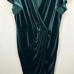 Lauren Ralph Lauren Velvet Flutter Sleeve Cocktail Midi Dress Green US 16 NWT thumbnail 13