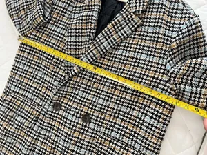 A New Day Houndstooth Plaid Coat L Double Breasted Preppy Academia Chic Blazer thumbnail 8