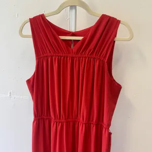 Simply Vera Vera Wang Red Coral Sleeveless Tiered Midi Dress Elastic Waist Lg thumbnail 3