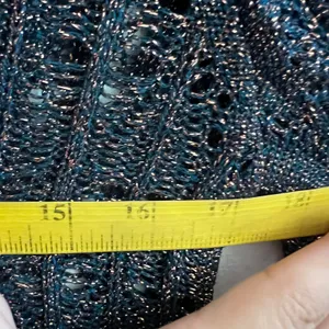 Anthropologie Pilcro Green Metallic‎ Crochet Sweater Boho Holiday Artsy Small thumbnail 6