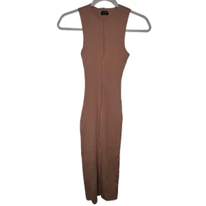 Naked Wardrobe All Snatched Up‎ Ribbed Midi Dress Brown Womens Large Sleeveless thumbnail 9