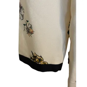 ZARA Floral Cream Brown Striped Hem 3/4 Sleeve‎ Shift Mini Dress NWT $70 Medium thumbnail 7