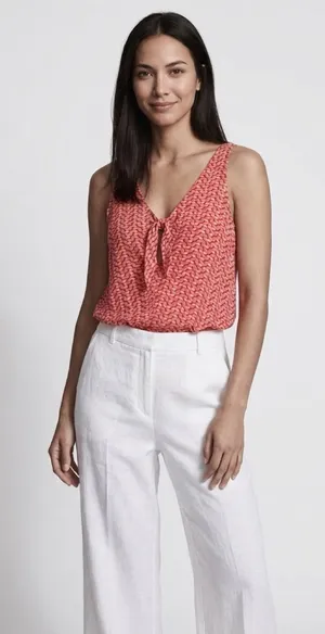 Maeve Coral Tie-Front V-Neck Camisole thumbnail 1