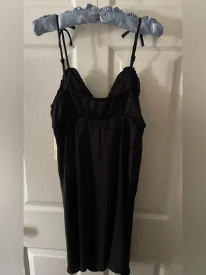 No Boundaries Chemise Slip Dress Color: Black Soot. M(8-10) 27”L P-P 18” thumbnail 4