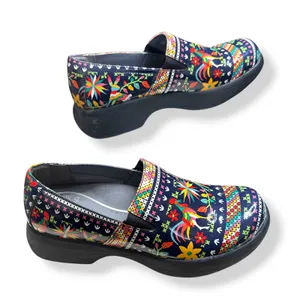Dansko Winona Clogs Navy Multicolor Patent Folk Art Boho Womens EU 39 US 8.5-9 thumbnail 2